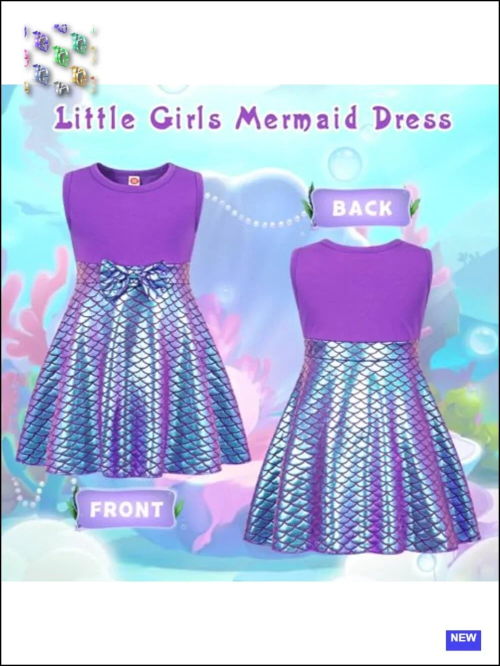 Toddler Mermaid Princess Dress Halloween Cosplay Costume Cotton